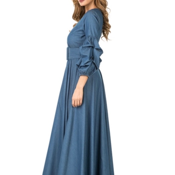 Flaunt Her Stuff Maxi Denim Dress - Picture 3 of 4
